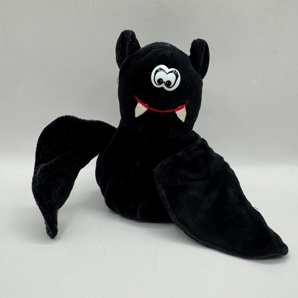 Roger the Bat Plush Kids 7" Black Vampire Halloween Stuffed Toy Vintage